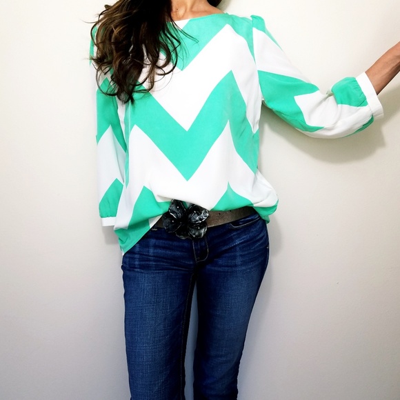 Pink Owl Tops - NWT PINK OWL Chevron Top/Blouse Size L